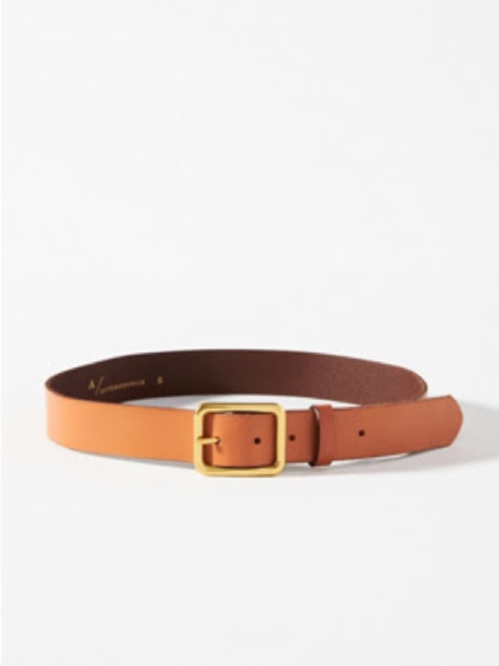 Anthropologie Emerson Leather Belt Cedar Brown Gold Buckle Size S NWT